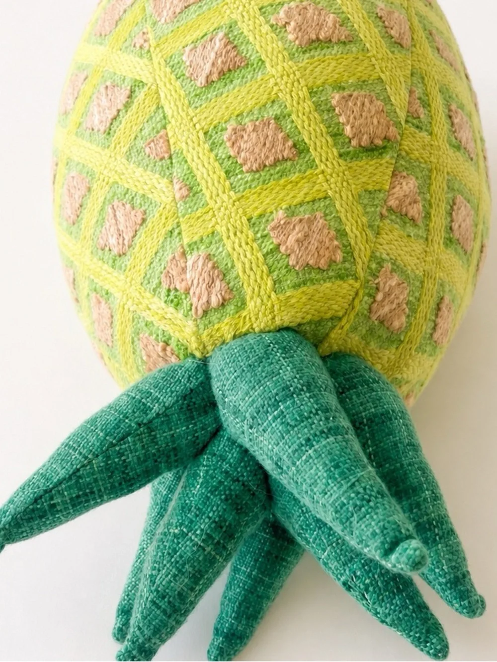 NWOT World Market Green & Yellow Pineapple Shaped Indoor/Outdoor Throw Pillow